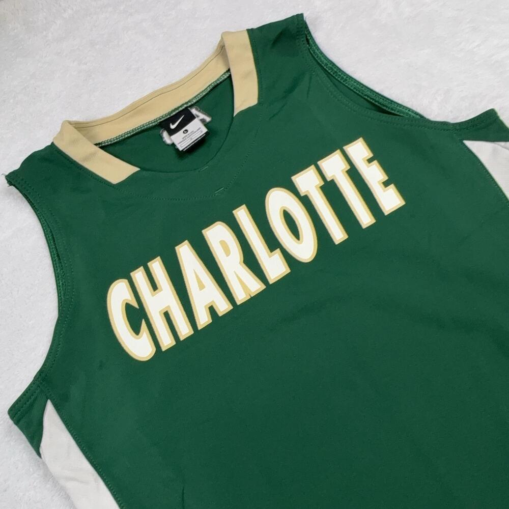 Charlotte Nike Sleeveless Jersey Womens L Green Basketball Made In USA Nylon